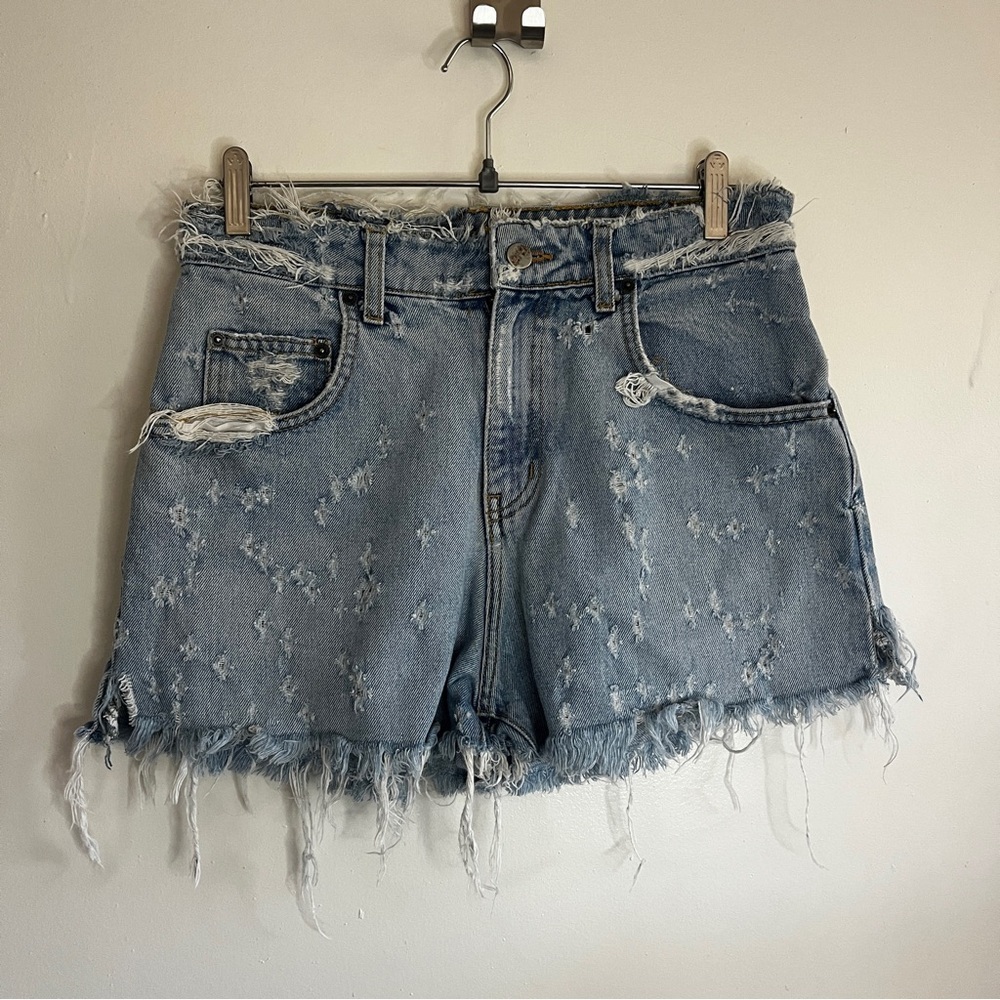 Carmar Ultra Distressed relaxed Light Wash High Rise Cutoff Denim Shorts